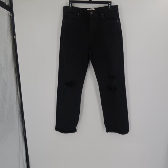 Free People We The Free Black Distressed Jeans Button Fly Size 28 - Picture 7 of 15